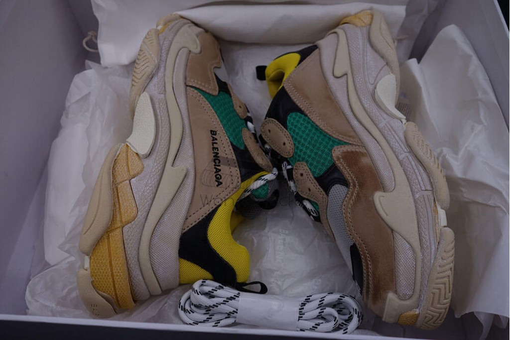 bc triple s trainer beige green yellow