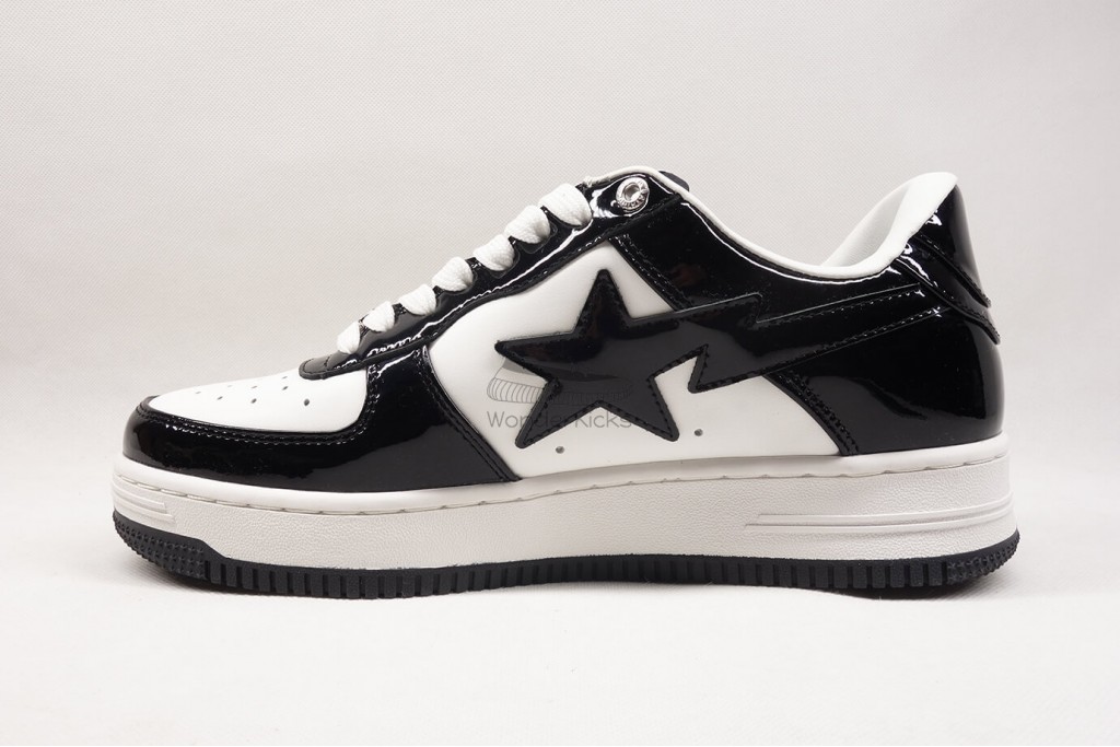 a bathing ape bape sta patent leather black white