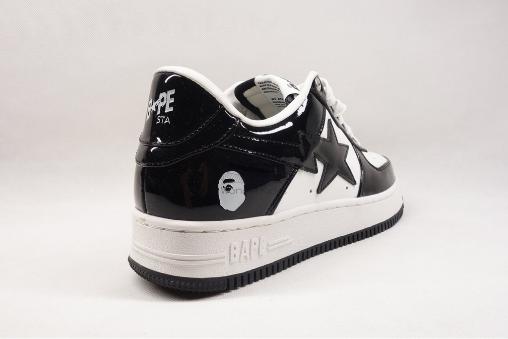 a bathing ape bape sta patent leather black white