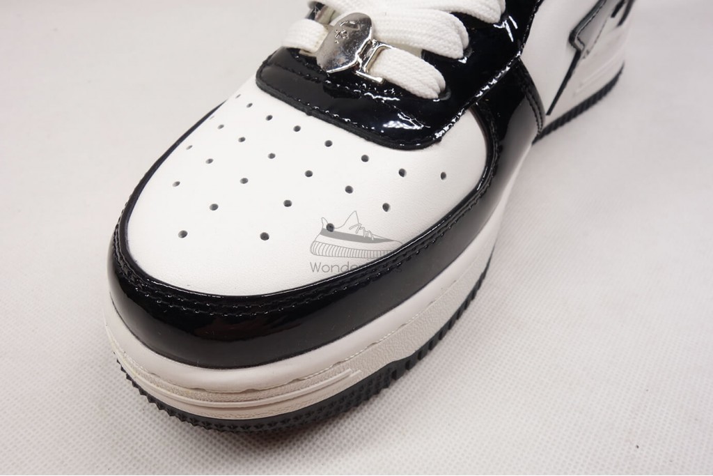 a bathing ape bape sta patent leather black white