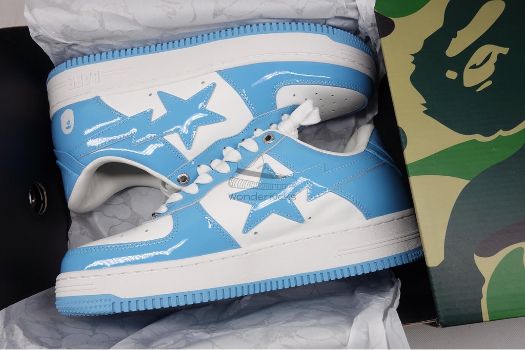 a bathing ape bape sta patent leather blue white