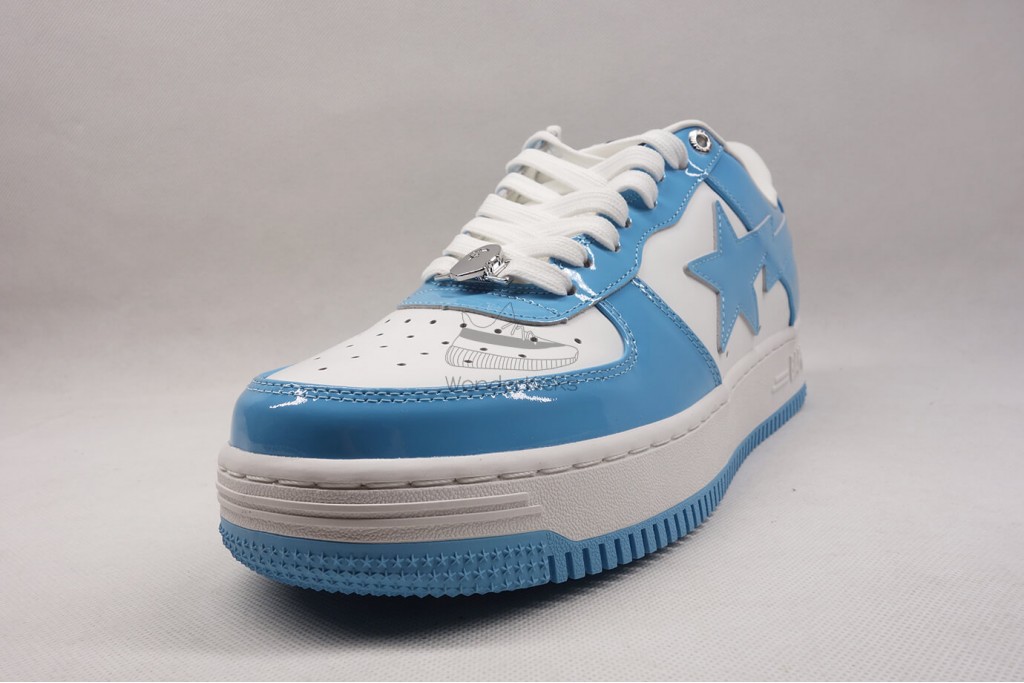 a bathing ape bape sta patent leather blue white