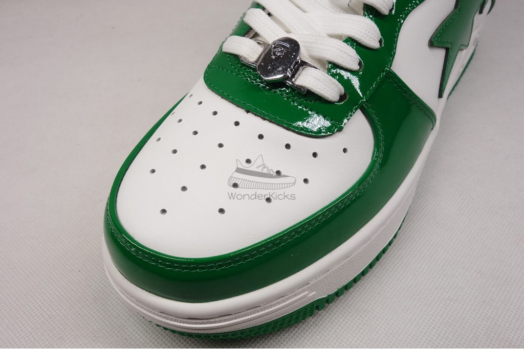 a bathing ape bape sta patent leather green white