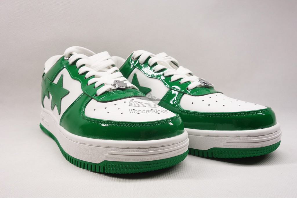 a bathing ape bape sta patent leather green white