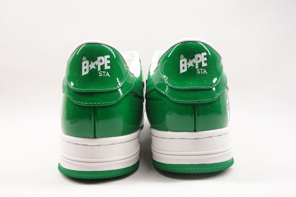 a bathing ape bape sta patent leather green white