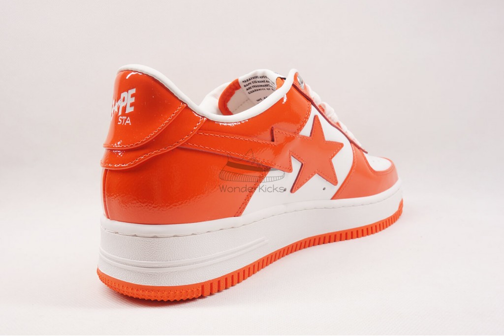 a bathing ape bape sta patent leather orange white