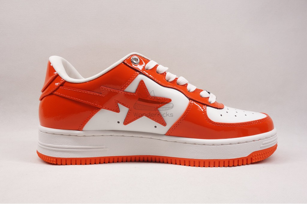 a bathing ape bape sta patent leather orange white