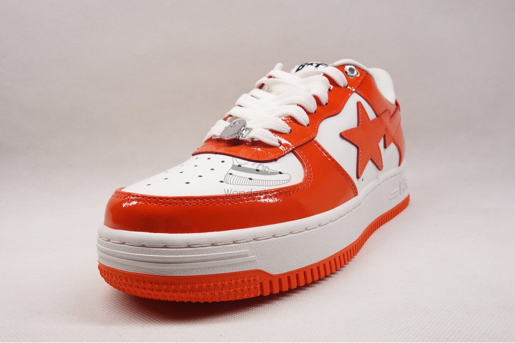 a bathing ape bape sta patent leather orange white