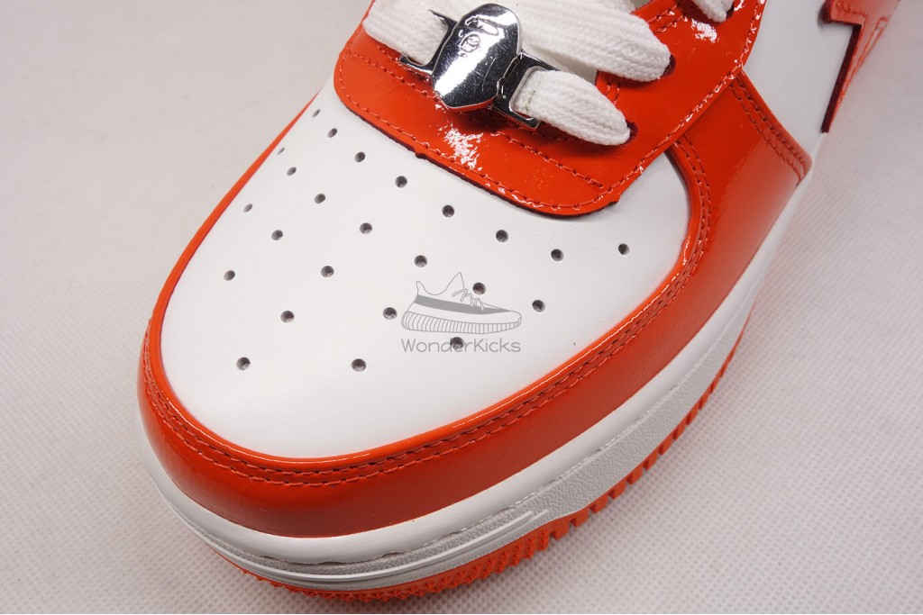 a bathing ape bape sta patent leather orange white