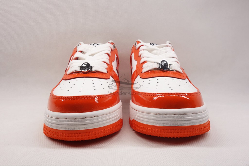 a bathing ape bape sta patent leather orange white