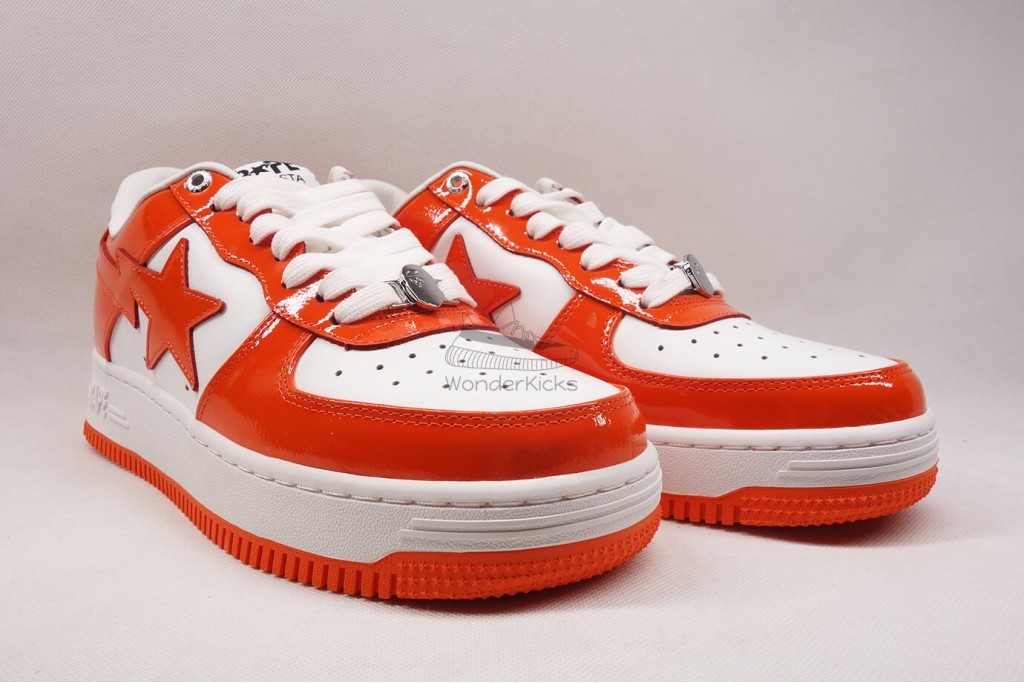 a bathing ape bape sta patent leather orange white