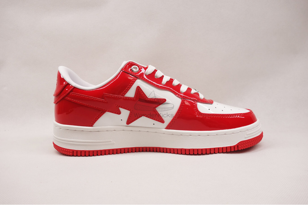 a bathing ape bape sta patent leather white red (2023)