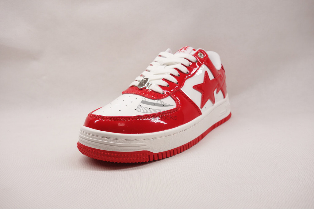 a bathing ape bape sta patent leather white red (2023)