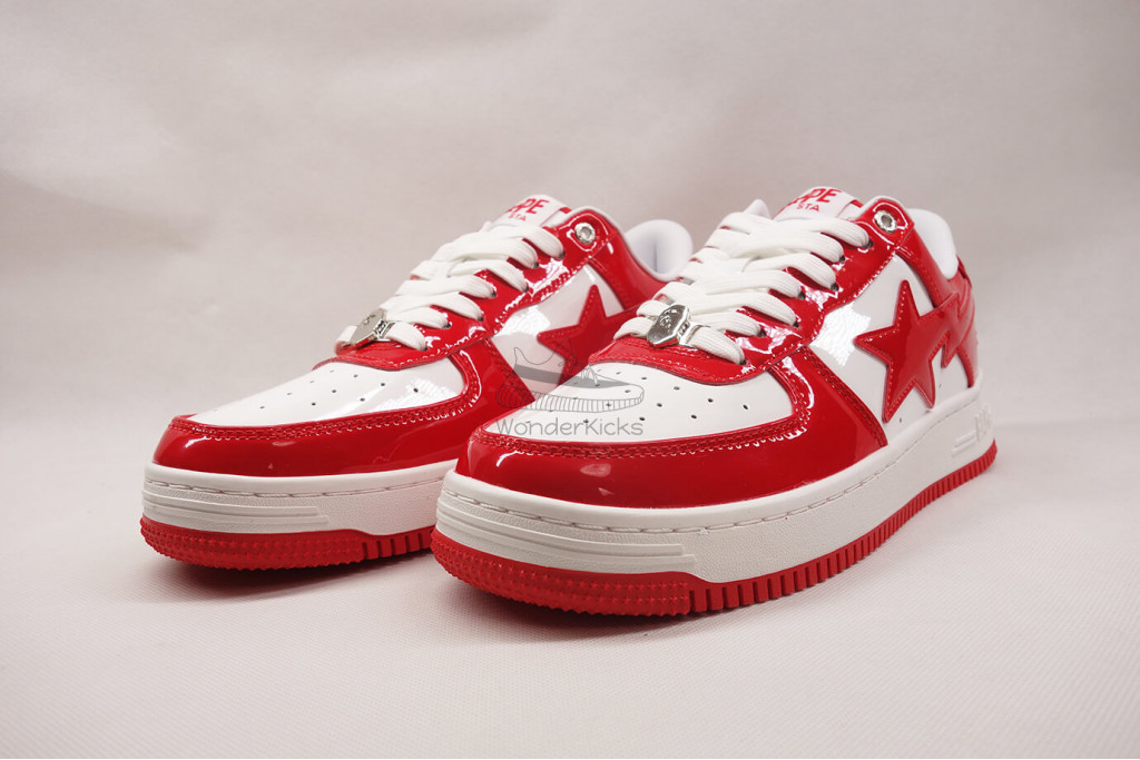 a bathing ape bape sta patent leather white red (2023)