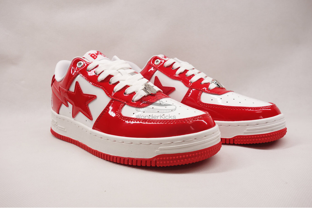 a bathing ape bape sta patent leather white red (2023)