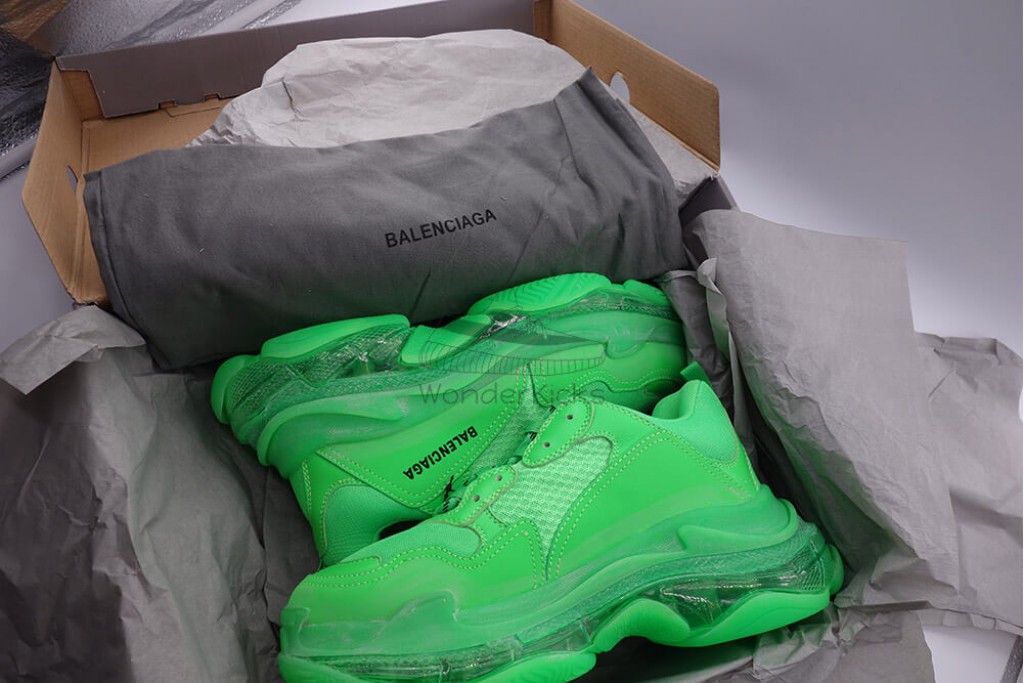 bc triple s clear sole trainer neon green