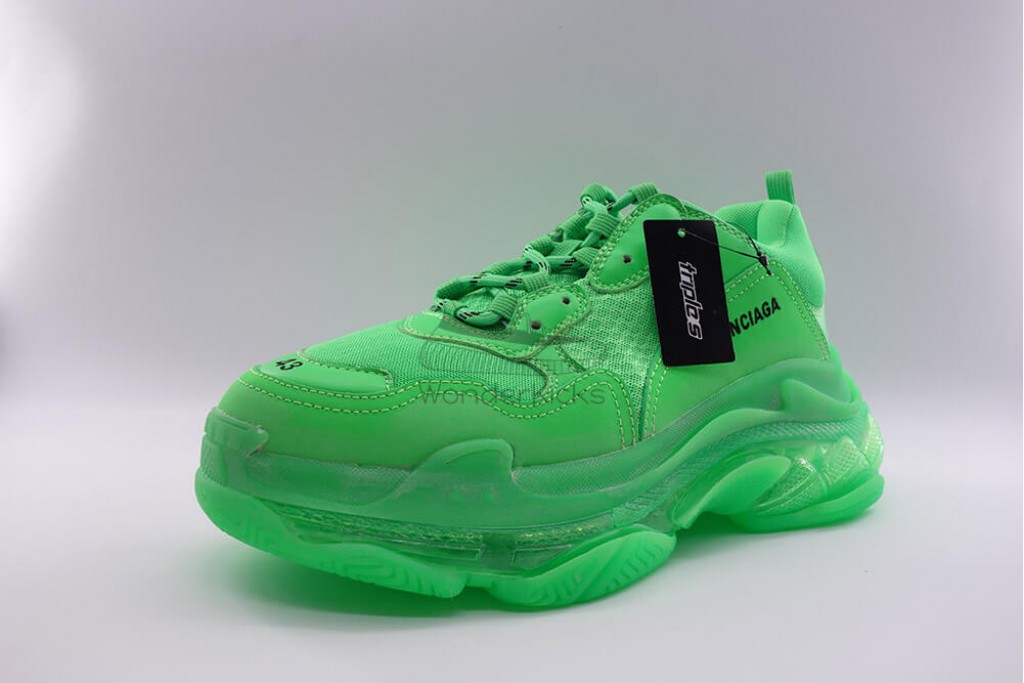 bc triple s clear sole trainer neon green