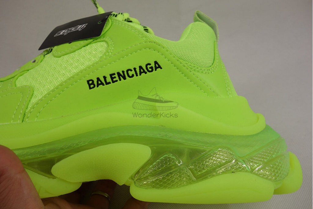 bc triple s clear sole trainer fluo yellow