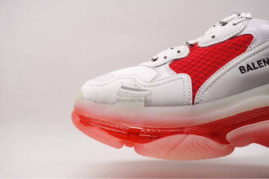 bc triple s clear sole trainer white red