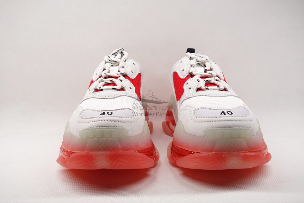 bc triple s clear sole trainer white red