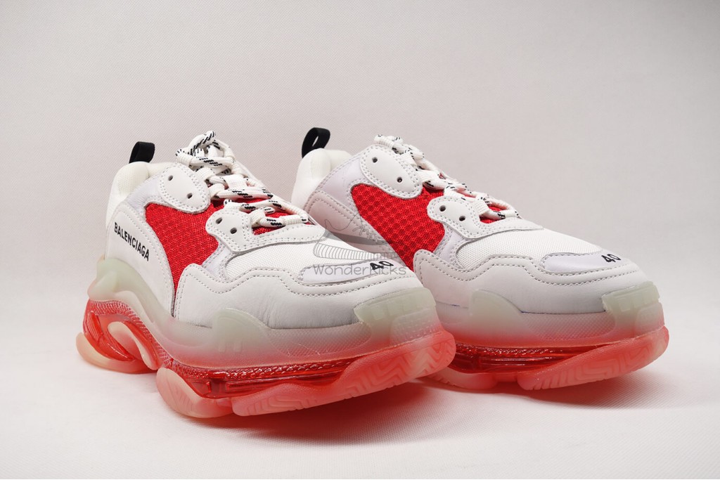 bc triple s clear sole trainer white red