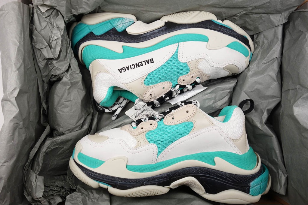 bc triple s trainer white grey turquoise