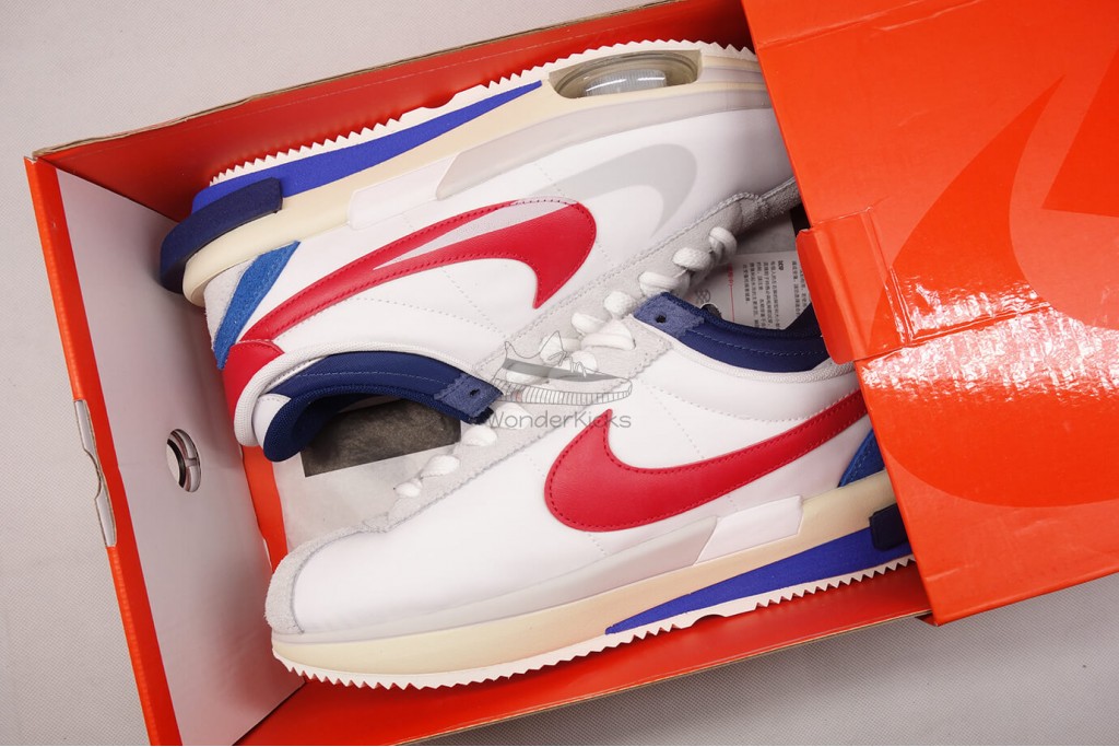 cortez 4.0 sacai white university red blue