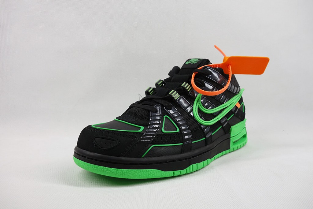 air rubber dunk off white green strike