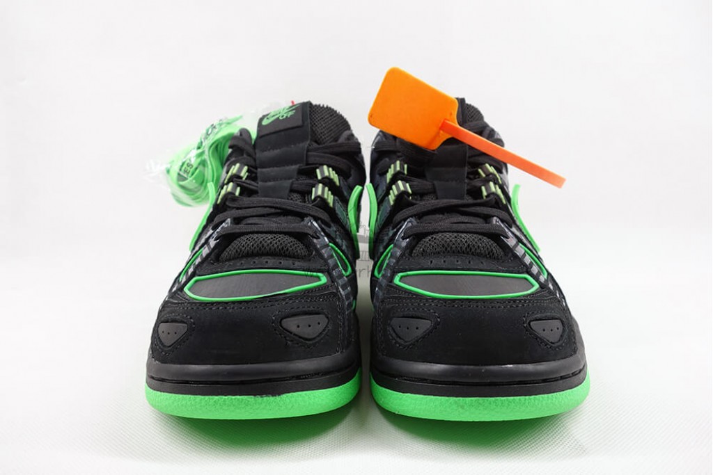 air rubber dunk off white green strike