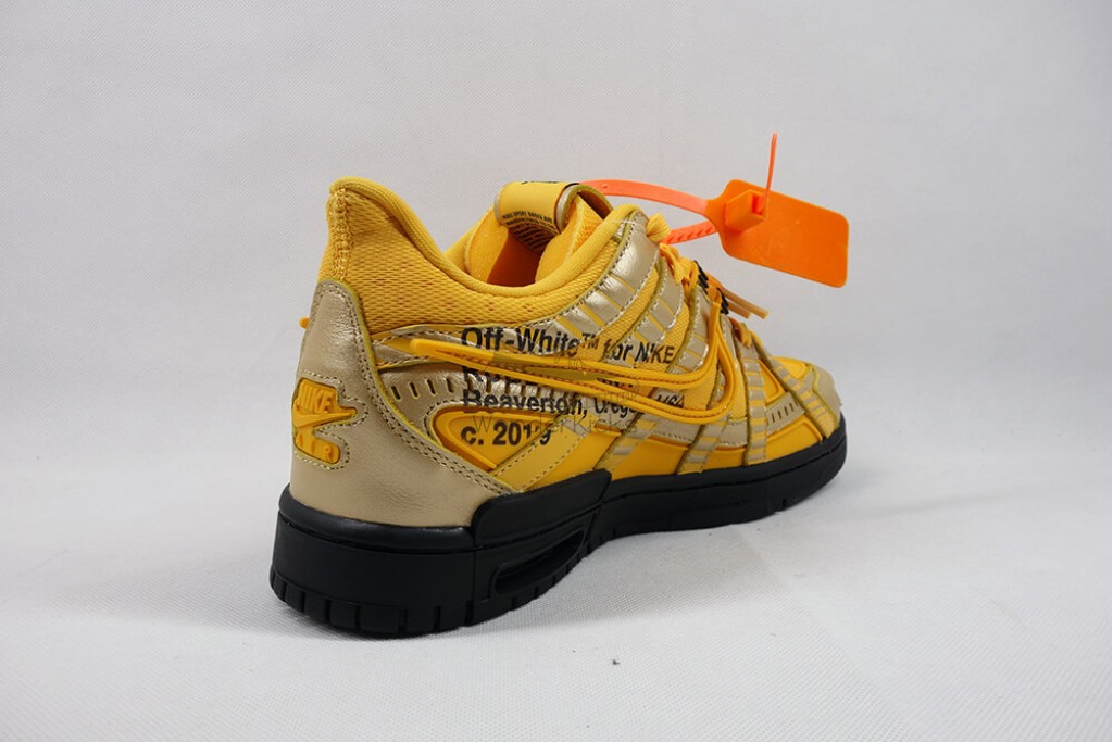 air rubber dunk off white university gold