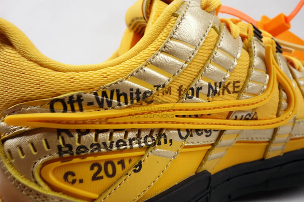 air rubber dunk off white university gold